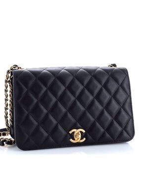 Chanel CC Side Chain Full Flap Bag Quilted Calfskin Medium